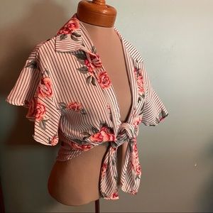 Floral Striped Fashion Nova Button Down